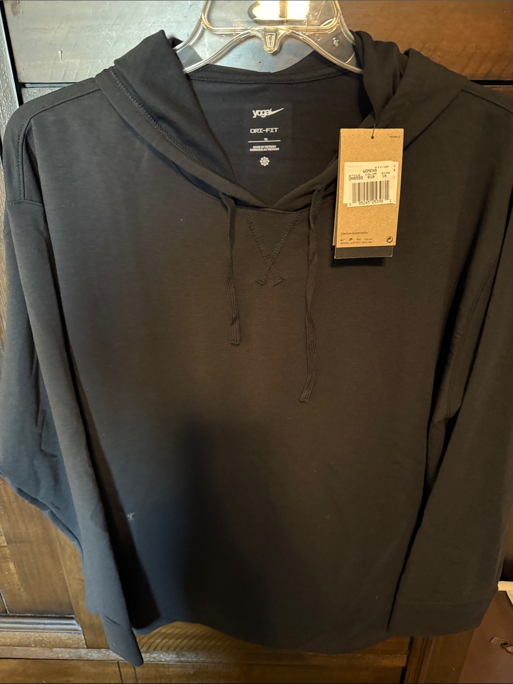 Nike Women's Black Nike Yoga DRI-FIT Hooded Sweatshirt - 1X